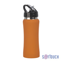 Бутылка для воды "Индиана", покрытие soft touch, 0,6 л. оранжевый