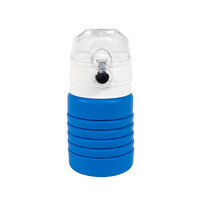 Бутылка для воды складная с карабином SPRING; 550/250 мл, силикон, синяя