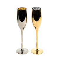Набор бокалов для шампанского MOON&amp;SUN (2шт), золотой и серебяный, 26,5х25,3х9,5см, стекло
