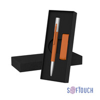 Набор ручка "Clas" + флеш-карта "Case" 8 Гб в футляре, покрытие soft touch оранжевый