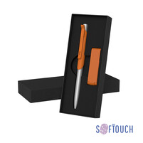 Набор ручка "Skil" + флеш-карта "Case" 8 Гб в футляре, оранжевый, покрытие soft touch# оранжевый