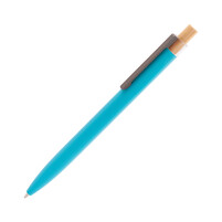 Ручка шариковая "Matt" из переработанного алюминия и пластика, с кнопкой из бамбука бирюзовый