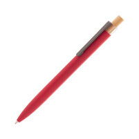 Ручка шариковая "Matt" из переработанного алюминия и пластика, с кнопкой из бамбука красный